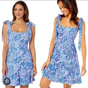 Lilly Pulitzer Kailua Smocked Tie Shoulder Dress